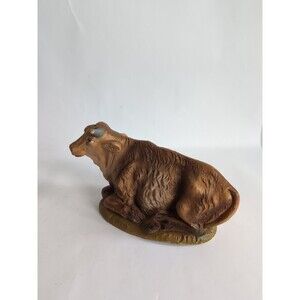 Cow Christmas Nativity Paper Mache Figurine Statue 7  3/4" Large Italy Vtg READ